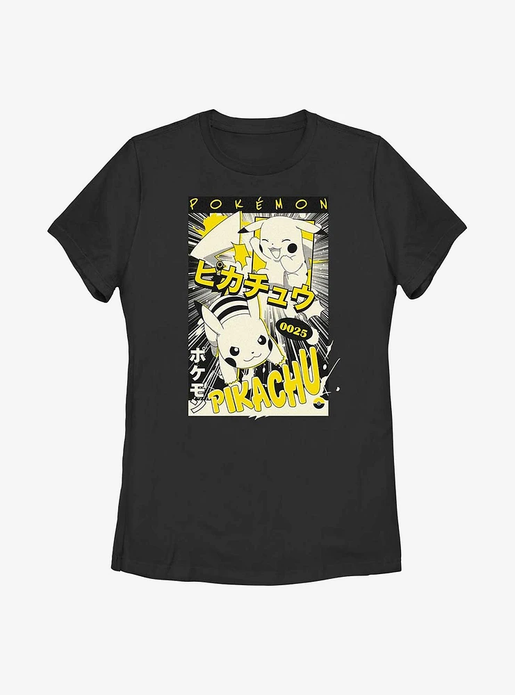 Pokemon Poster Pikachu Manga Style Womens T-Shirt