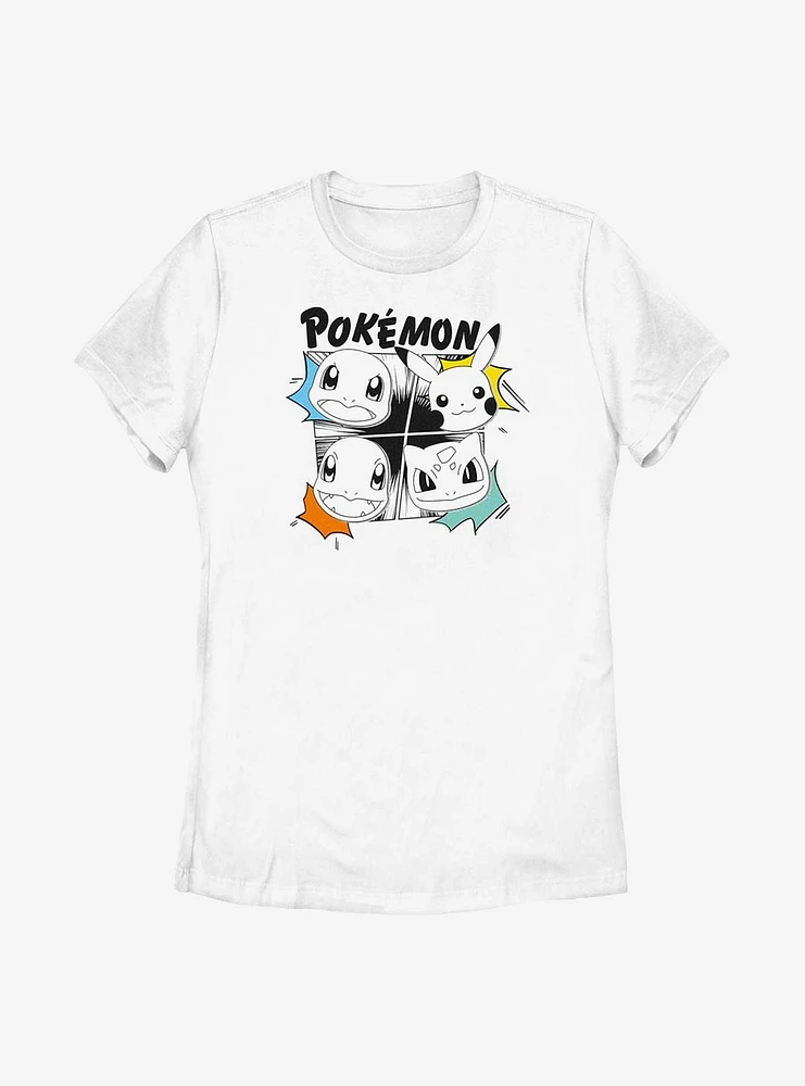 Pokemon Starter Heads Grid Manga Style Womens T-Shirt