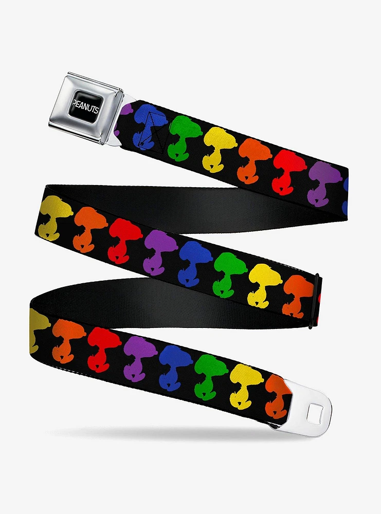 Peanuts Snoopy Silhouette Pose Rainbow Youth Seatbelt Buckle Belt