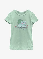 Pokemon Bulbasaur Sketch Style Youth Girls T-Shirt