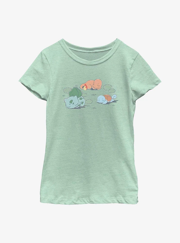 Pokemon Bulbasaur Charmander Squirtle Sketch Style Youth Girls T-Shirt