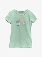 Pokemon Bulbasaur Charmander Squirtle Sketch Style Youth Girls T-Shirt