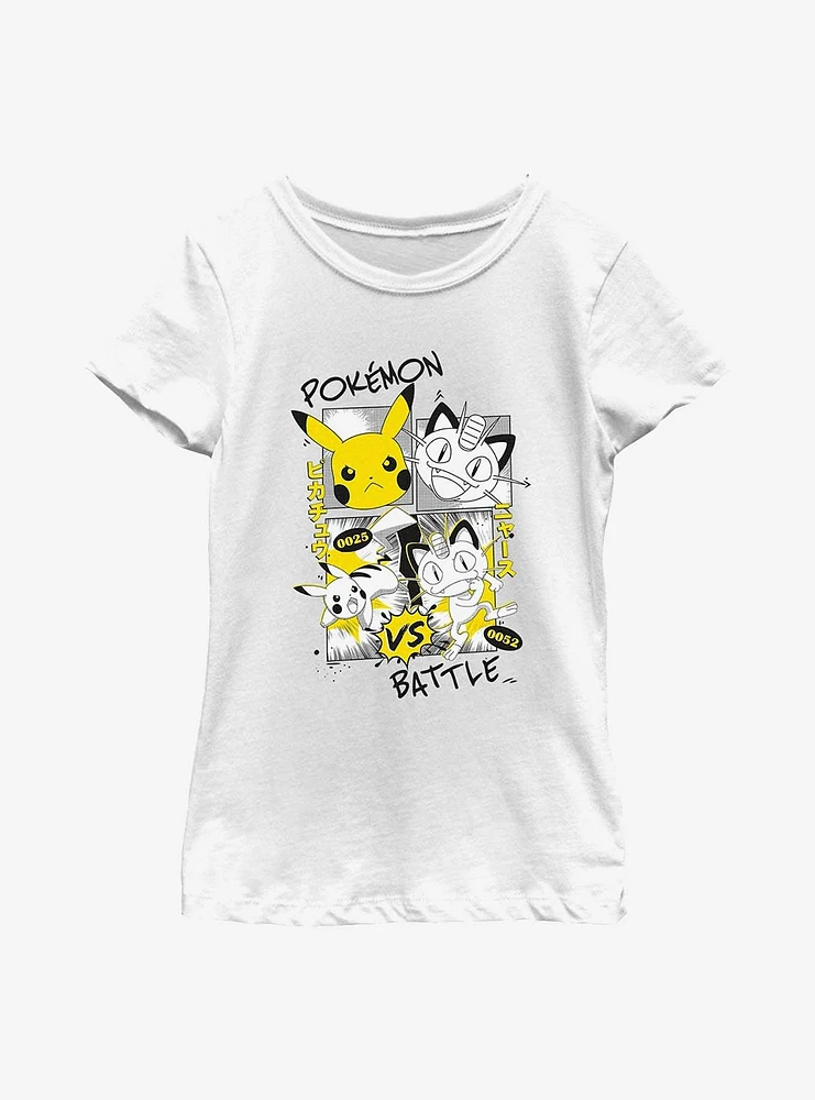 Pokemon Pikachu Meowth Manga Style Youth Girls T-Shirt