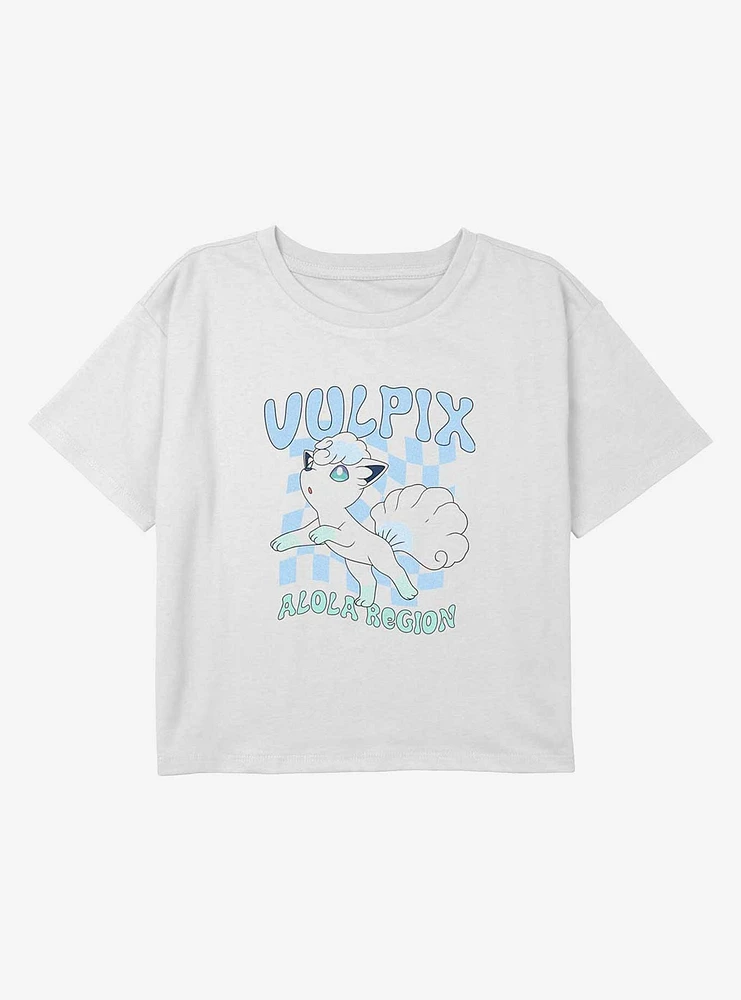 Pokemon Alola Region Vulpix Youth Girls Boxy Crop T-Shirt