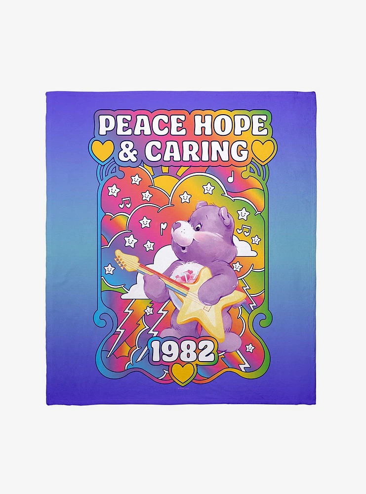 Care Bears Peace Hope & Caring 1982 Share Bear Throw Blanket