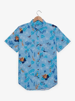 Disney Lilo & Stitch Characters Floral Allover Print Woven Button-Up
