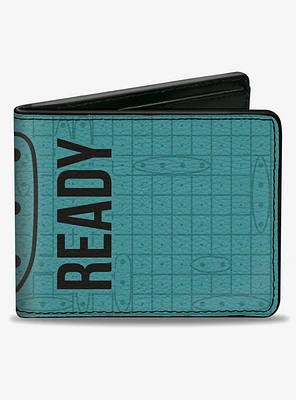 Battleship Battle Ready Grids and Ships White Blue Black Bifold Wallet