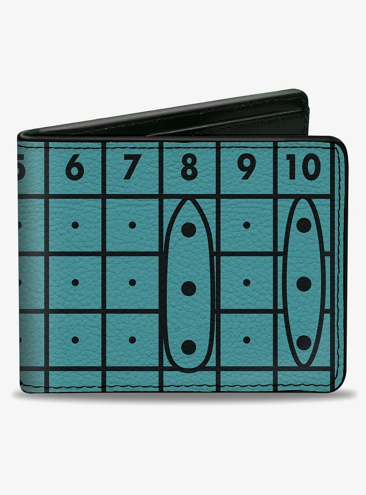 Battleship Grids and Ships Blue Black Bifold Wallet