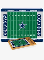 NFL Dallas Cowboys Football Field Glass Top Cutting Board & Knife