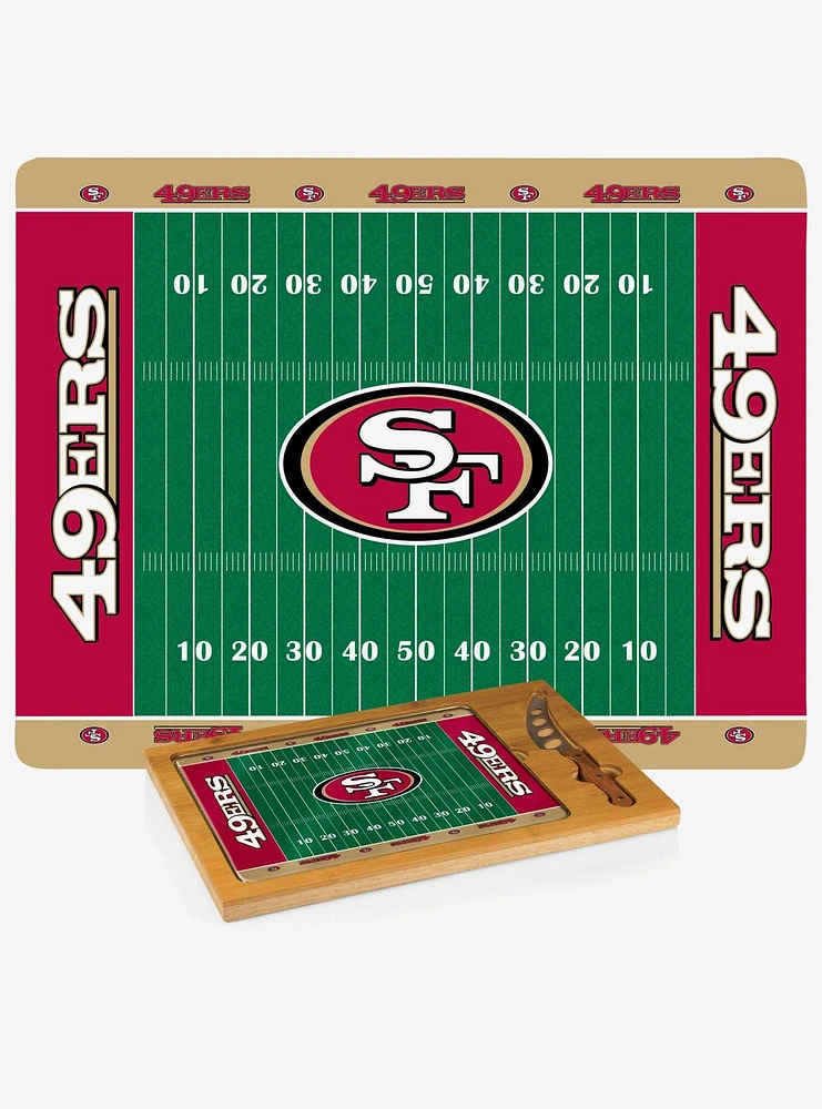 NFL San Francisco 49ers Football Field Glass Top Cutting Board & Knife