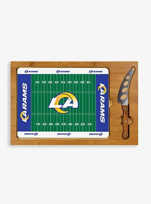 NFL Los Angeles Rams Football Field Glass Top Cutting Board & Knife