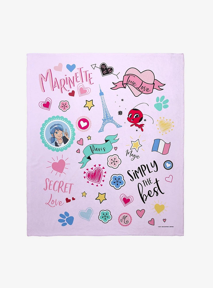 Miraculous: Tales Of Ladybug & Cat Noir Marinette Love Collage Throw Blanket