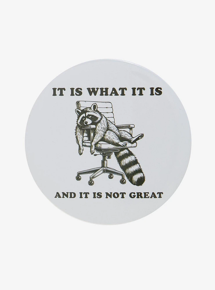 It Is What It Is Raccoon 3 Inch Button