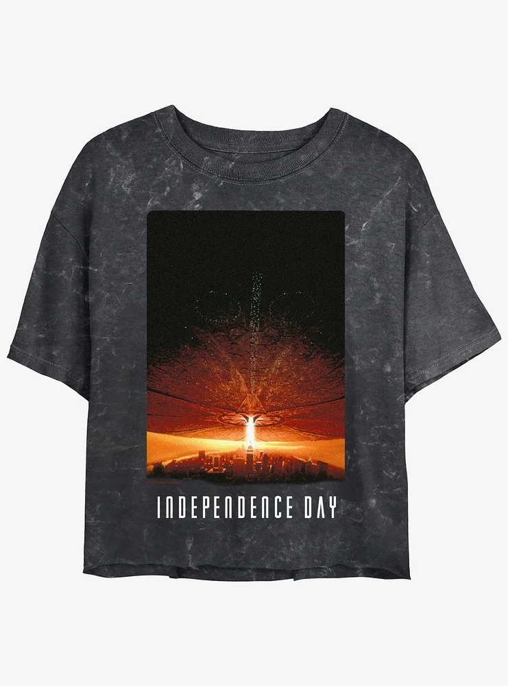 Independence Day Poster City Girls Mineral Wash Crop T-Shirt