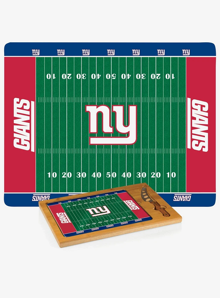 NFL New York Giants Football Field Glass Top Cutting Board & Knife