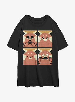 Turning Red Meilin Panda Grid Womens Oversized T-Shirt