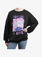 Devils Candy Fight Like A Girl Womens Oversized Sweatshirt