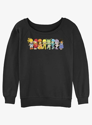 Rainbowbrite Rainbow Brite Line Up Womens Slouchy Sweatshirt