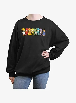 Rainbowbrite Rainbow Brite Line Up Womens Oversized Sweatshirt