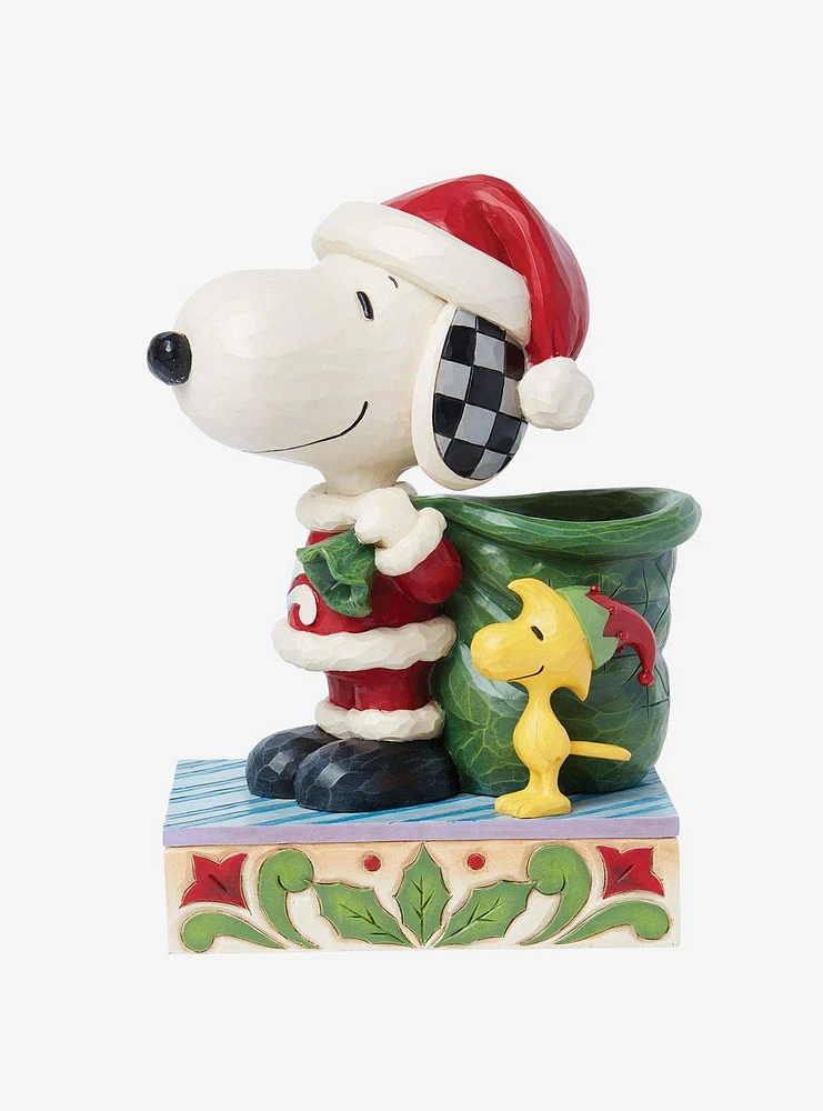 Peanuts Snoopy Santa with Bag & Elf Jim Shore Figure