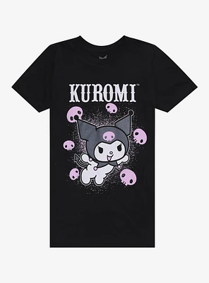 Kuromi & Pink Skulls Relaxed Fit Girls T-Shirt