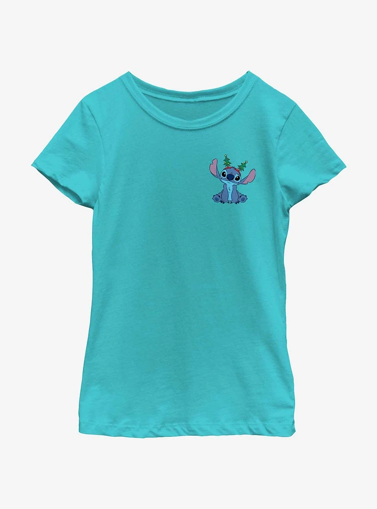 Disney Lilo & Stitch With Tree Ears Pocket Youth Girls T-Shirt