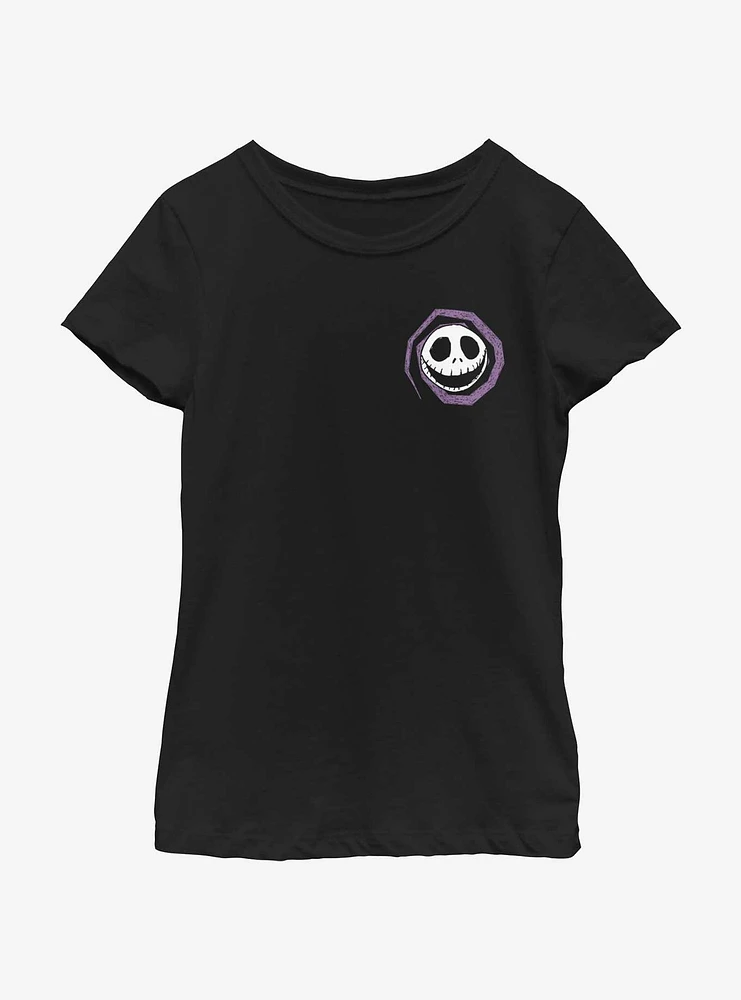 Disney The Nightmare Before Christmas Jacks Head Spiral Pocket Youth Girls T-Shirt