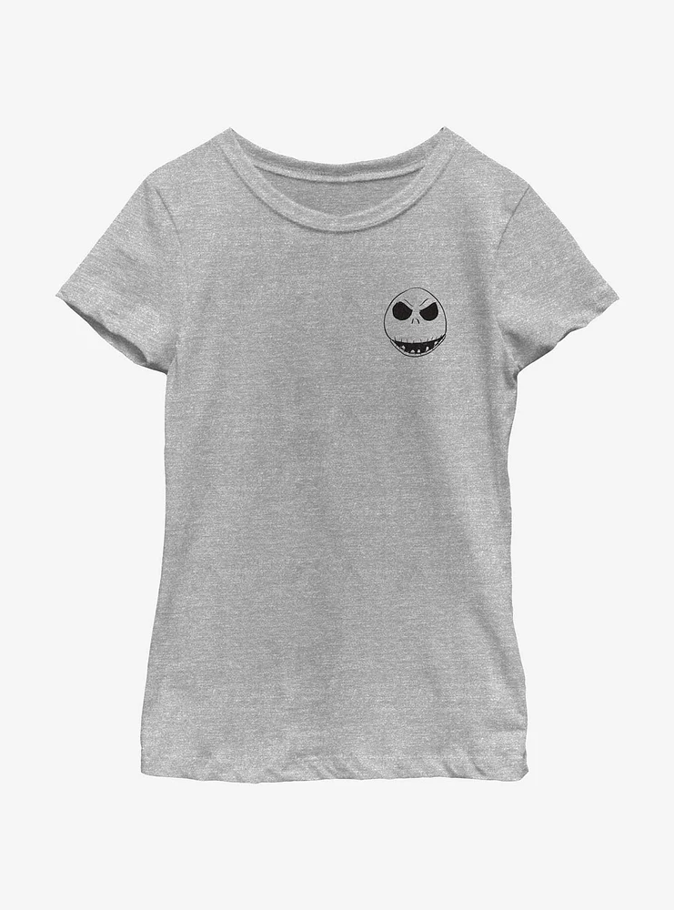 Disney The Nightmare Before Christmas Jack Face Outline Pocket Youth Girls T-Shirt