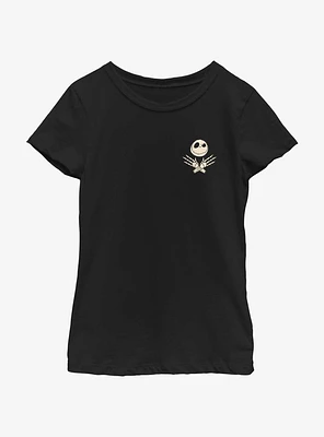 Disney The Nightmare Before Christmas Jack Arm Cross Pocket Youth Girls T-Shirt