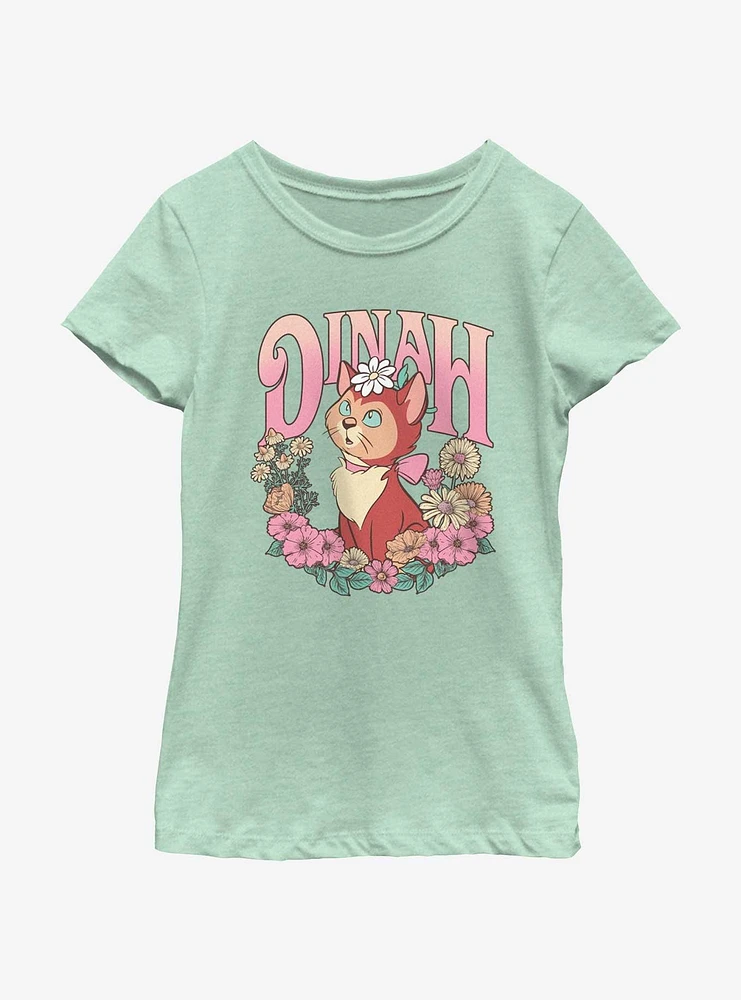 Disney Alice Wonderland Dinah Floral Wreath Youth Girls T-Shirt