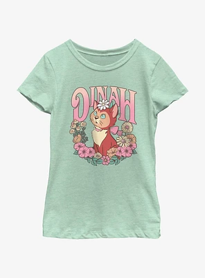 Disney Alice Wonderland Dinah Floral Wreath Youth Girls T-Shirt