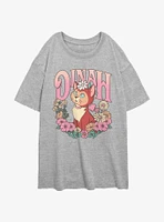 Disney Alice Wonderland Dinah Floral Wreath Womens Oversized T-Shirt