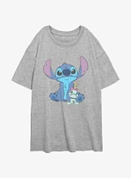 Disney Lilo & Stitch And Scrump Sit Womens Oversized T-Shirt