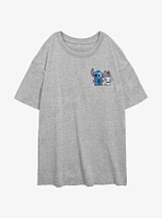 Disney Lilo & Stitch And Lilttle Scrump Pocket Womens Oversized T-Shirt