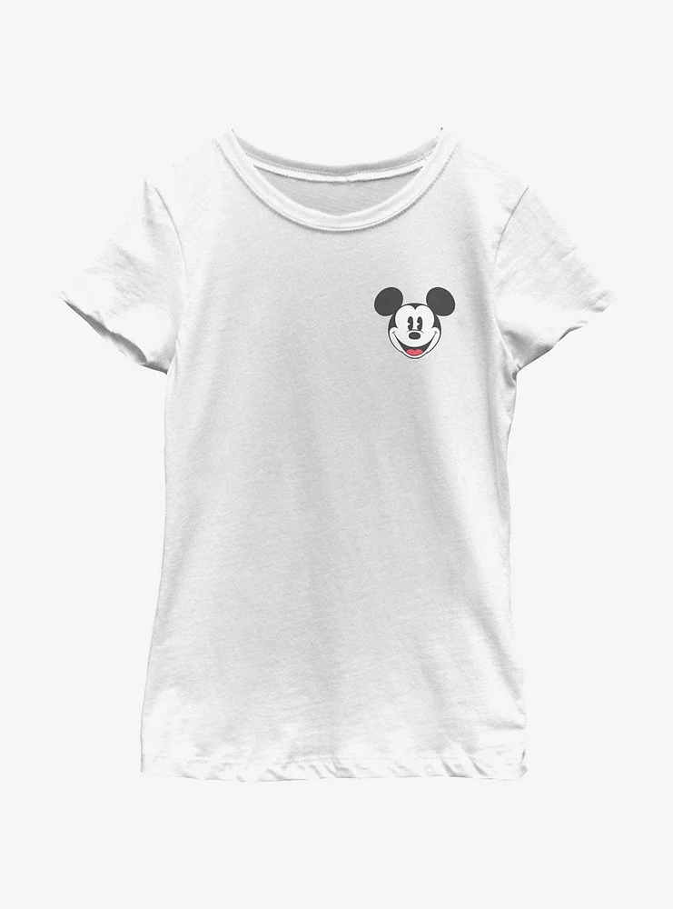 Disney Mickey Mouse Retro Face Pocket Youth Girls T-Shirt