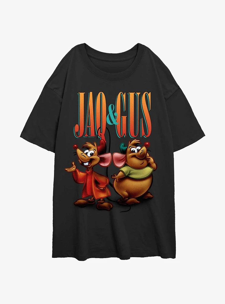 Disney Cinderella Gus And Jaq Pose Womens Oversized T-Shirt