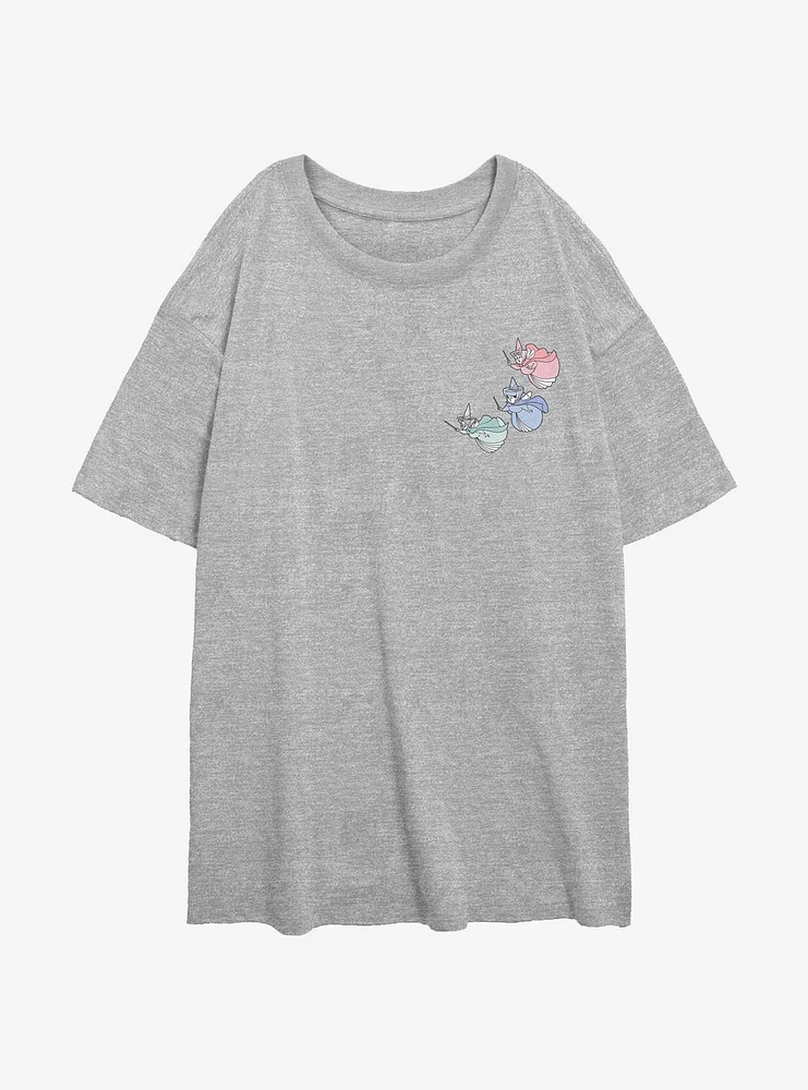 Disney Sleeping Beauty Fairy Trio Pocket Womens Oversized T-Shirt