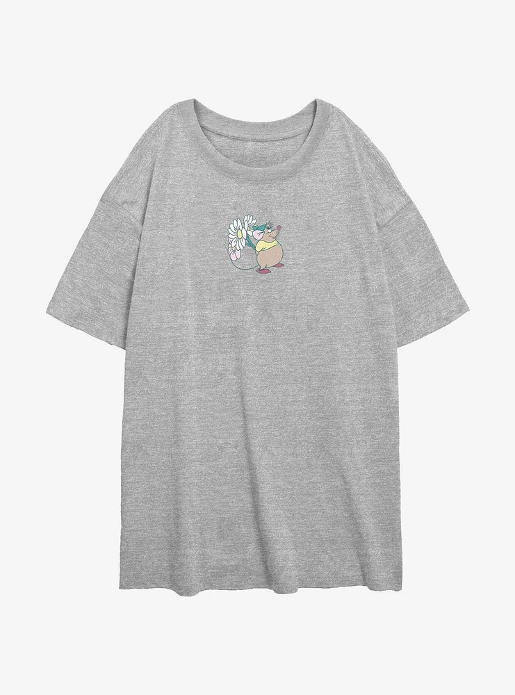 Disney Cinderella Cute Lil Gus Flower Womens Oversized T-Shirt