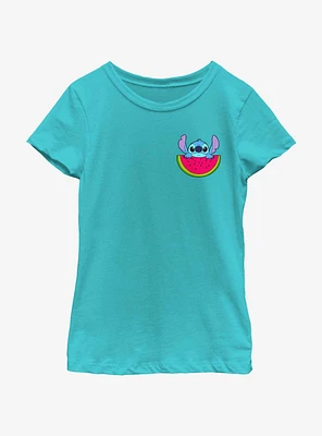 Disney Lilo & Stitch Watermelon Pocket Youth Girls T-Shirt