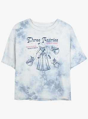 Disney Sleeping Beauty Fairy Dress Shop Tie Dye Crop Womens T-Shirt