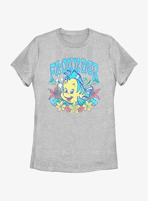 Disney The Little Mermaid Flounder Floral Wreath Womens T-Shirt