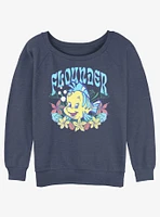 Disney The Little Mermaid Flounder Floral Wreath Womens Slouchy Sweatshirt