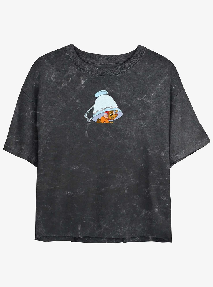 Disney Cinderella Jaq Under The Teacup Mineral Wash Womens Crop T-Shirt