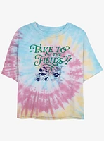 Disney Mickey Mouse & Donald Duck Take To The Fields Tie Dye Crop Womens  T-Shirt