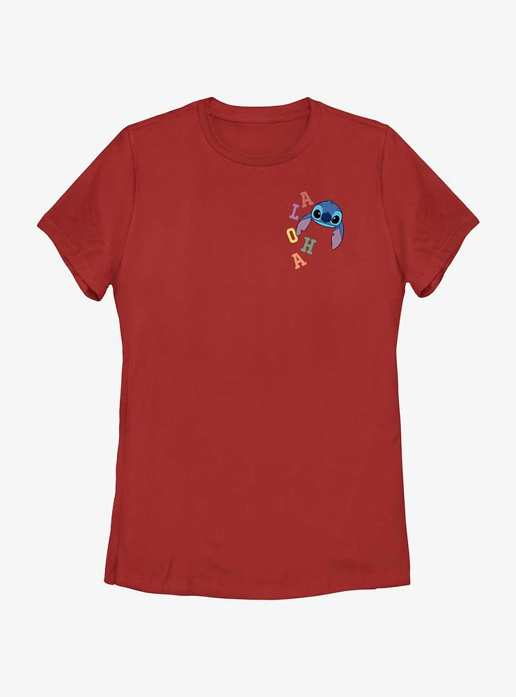 Disney Lilo & Stitch Colorful Aloha Pocket Womens T-Shirt