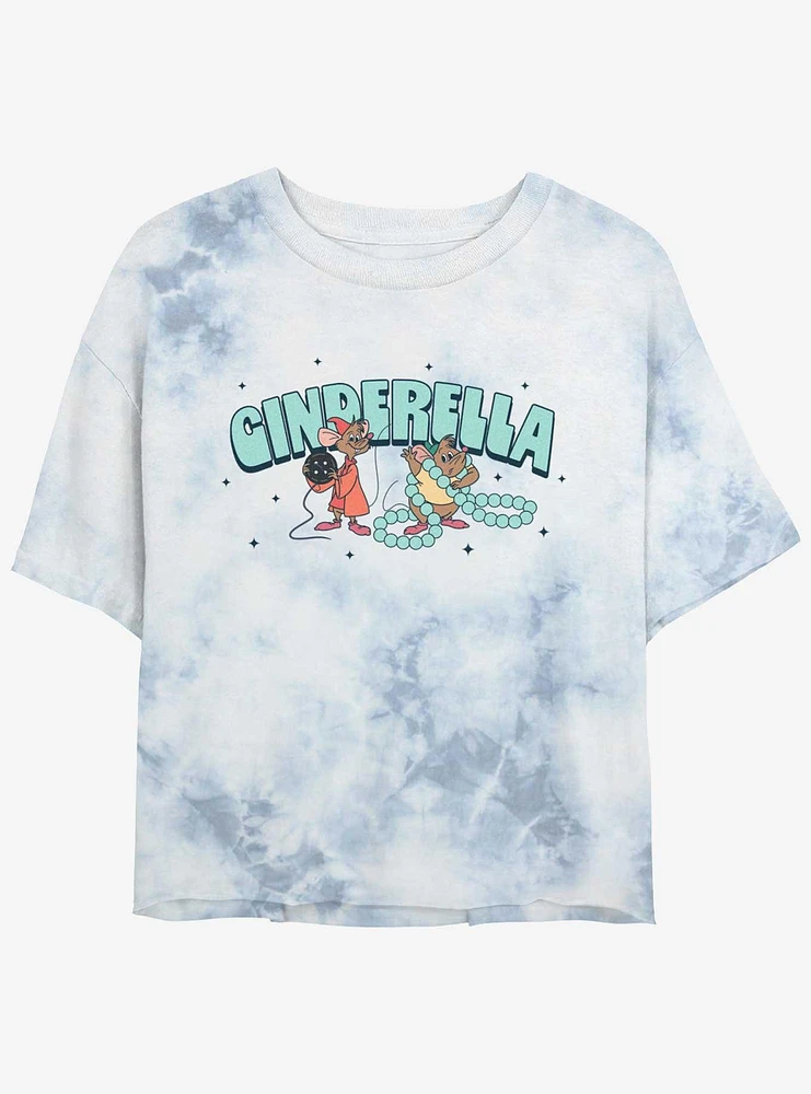 Disney Cinderella Jaq And Gus Tie Dye Crop Womens T-Shirt