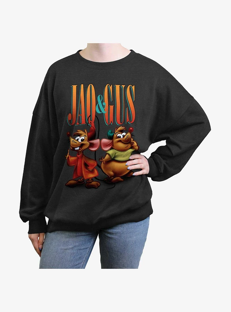 Disney Cinderella Gus And Jaq Pose Womens Oversized Sweatshirt