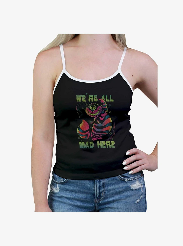 Disney Alice Wonderland Chesire Cat We're All Mad Womens Cami