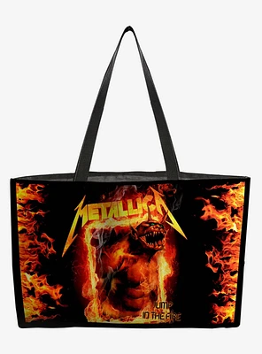 Rocksax Metallica Fire Webbing Handled Tote Bag