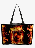 Rocksax Metallica Fire Webbing Handled Tote Bag